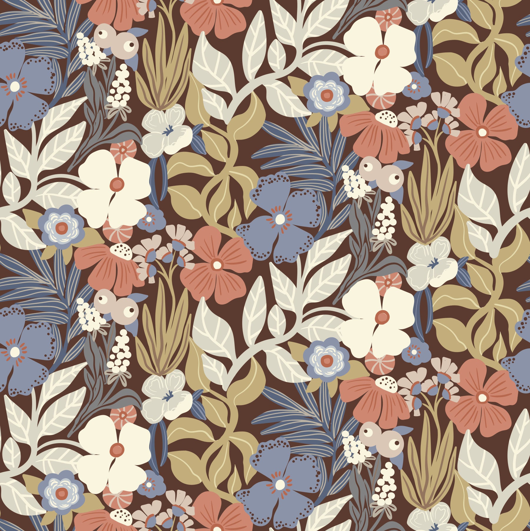 Retro Garden Reverie Wallpaper⁠ in your room — zoomed
