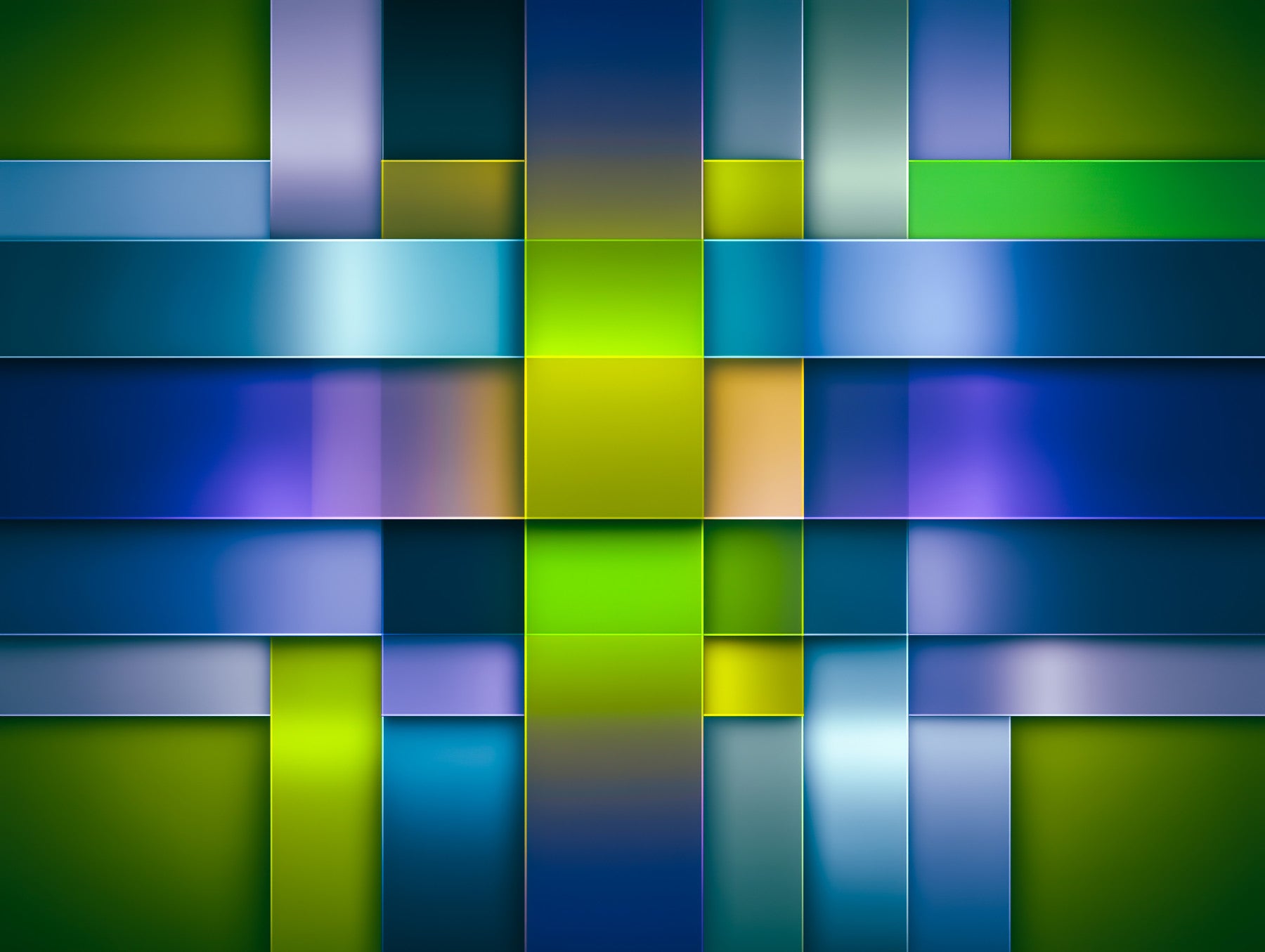 Geometric Harmony Blue & Green Wall Mural
