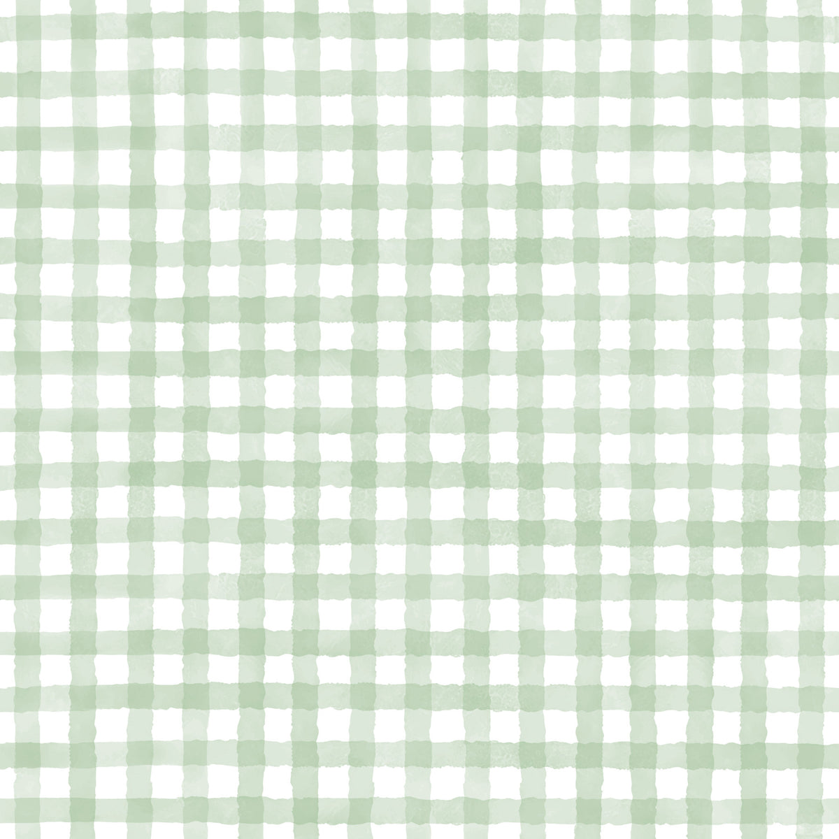 Rustic Green Farmhouse Gingham Watercolor Checkered Neutral Wallpaper⁠ in your room — zoomed
