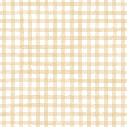 Rustic Yellow Farmhouse Gingham Watercolor Checkered Neutral Wallpaper⁠