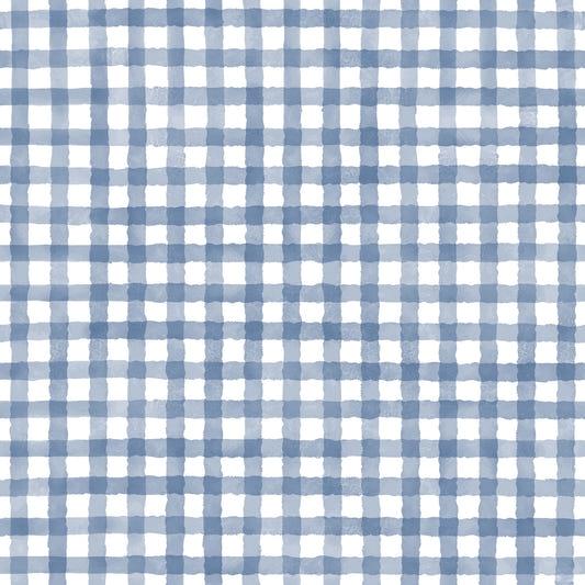 Rustic Navy Farmhouse Gingham Watercolor Checkered Neutral Wallpaper⁠