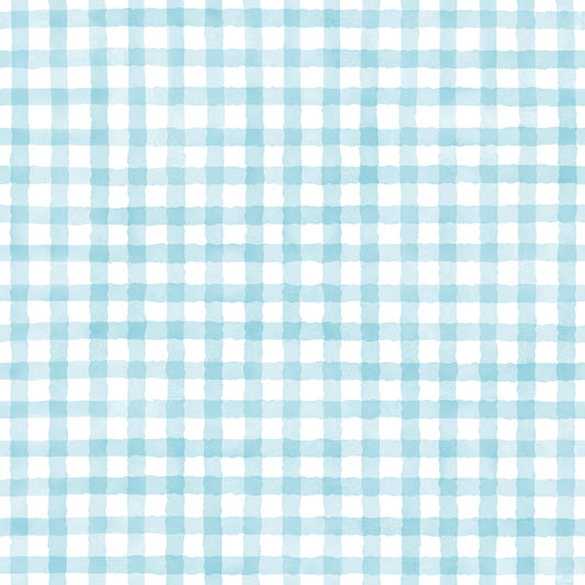 Rustic Baby Blue Farmhouse Gingham Watercolor Checkered Neutral Wallpaper⁠