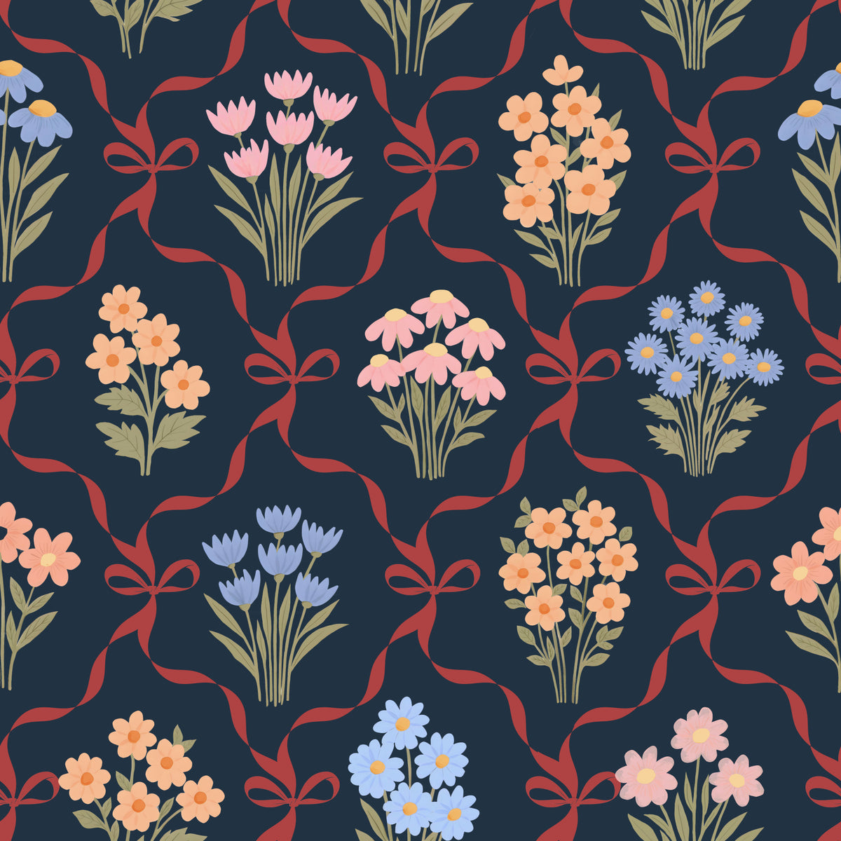 Winter Cottagecore Floral Bouquet Wallpaper⁠