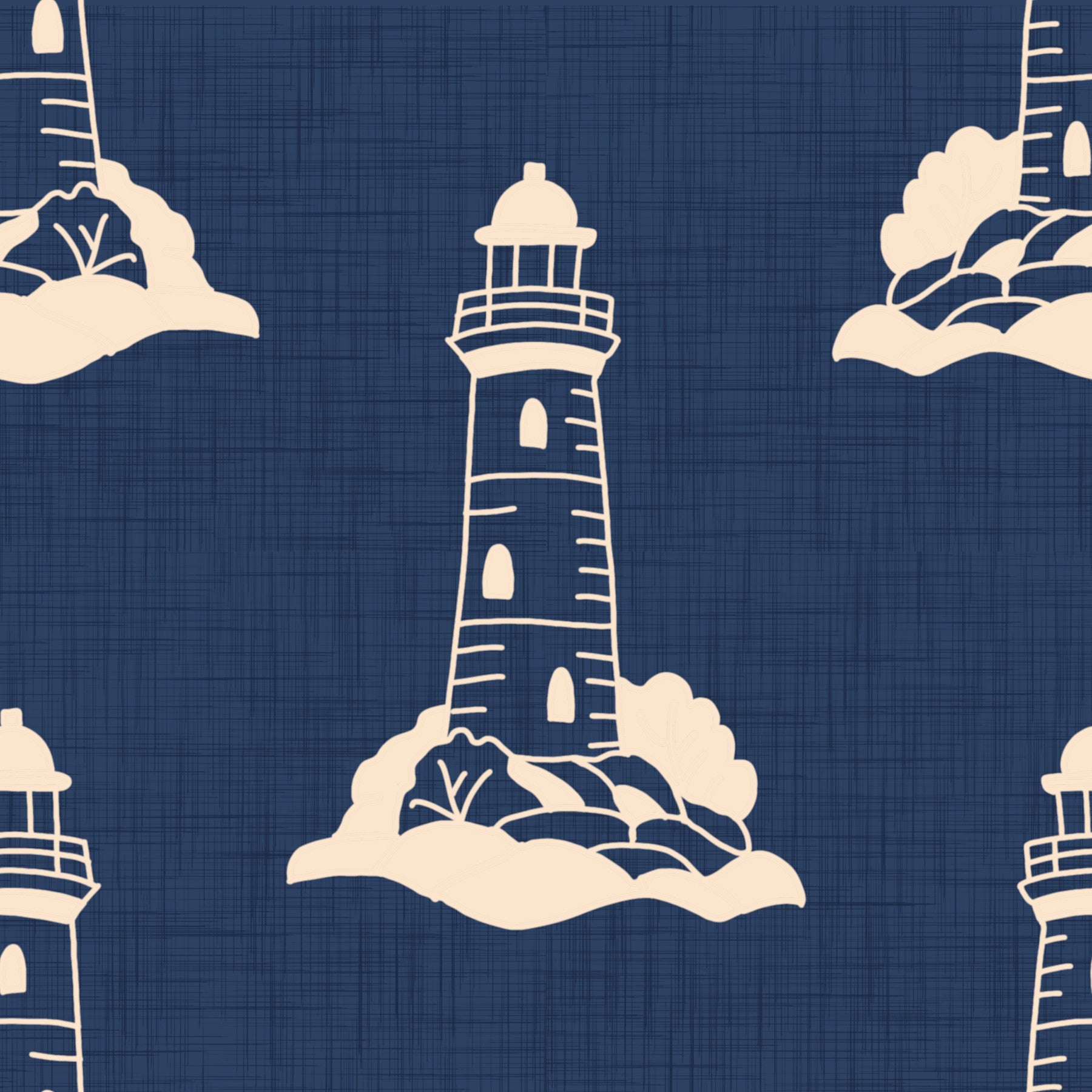 Lighthouse Nautical Mythology - Retro Coastal Wallpaper⁠