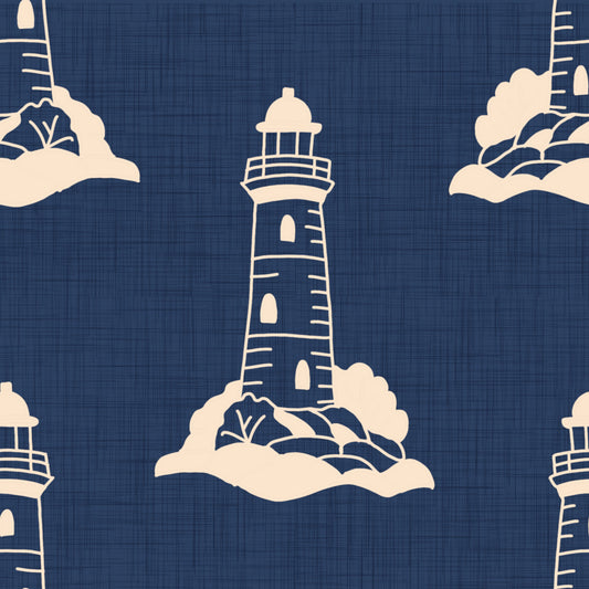 Lighthouse Nautical Mythology - Retro Coastal Wallpaper⁠
