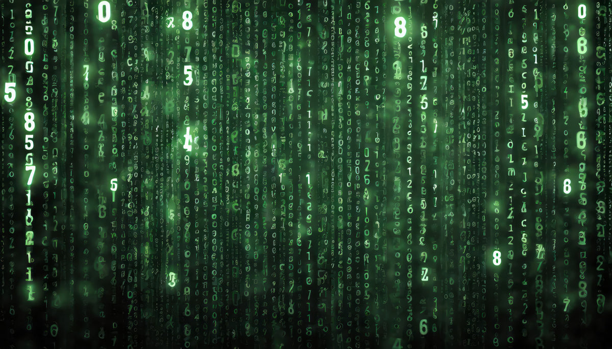 Digital Rain Code Matrix Wall Mural in your room — zoomed