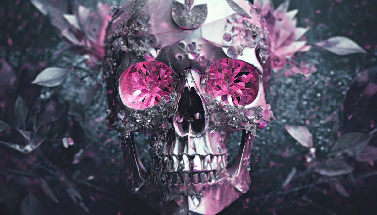 Gemstone Skull Bloom Wall Mural