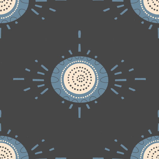 Folk Bloom Light Dusty Blue Scandinavian Mid Mod Floral Wallpaper⁠