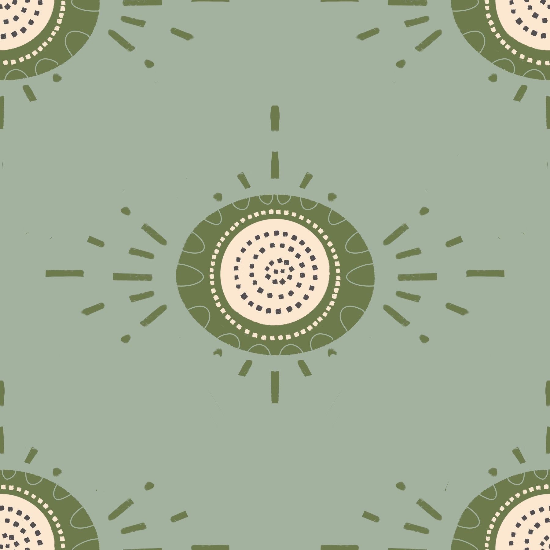 Bloom Light Sage Olive Scandinavian Mid Mod Floral Wallpaper⁠