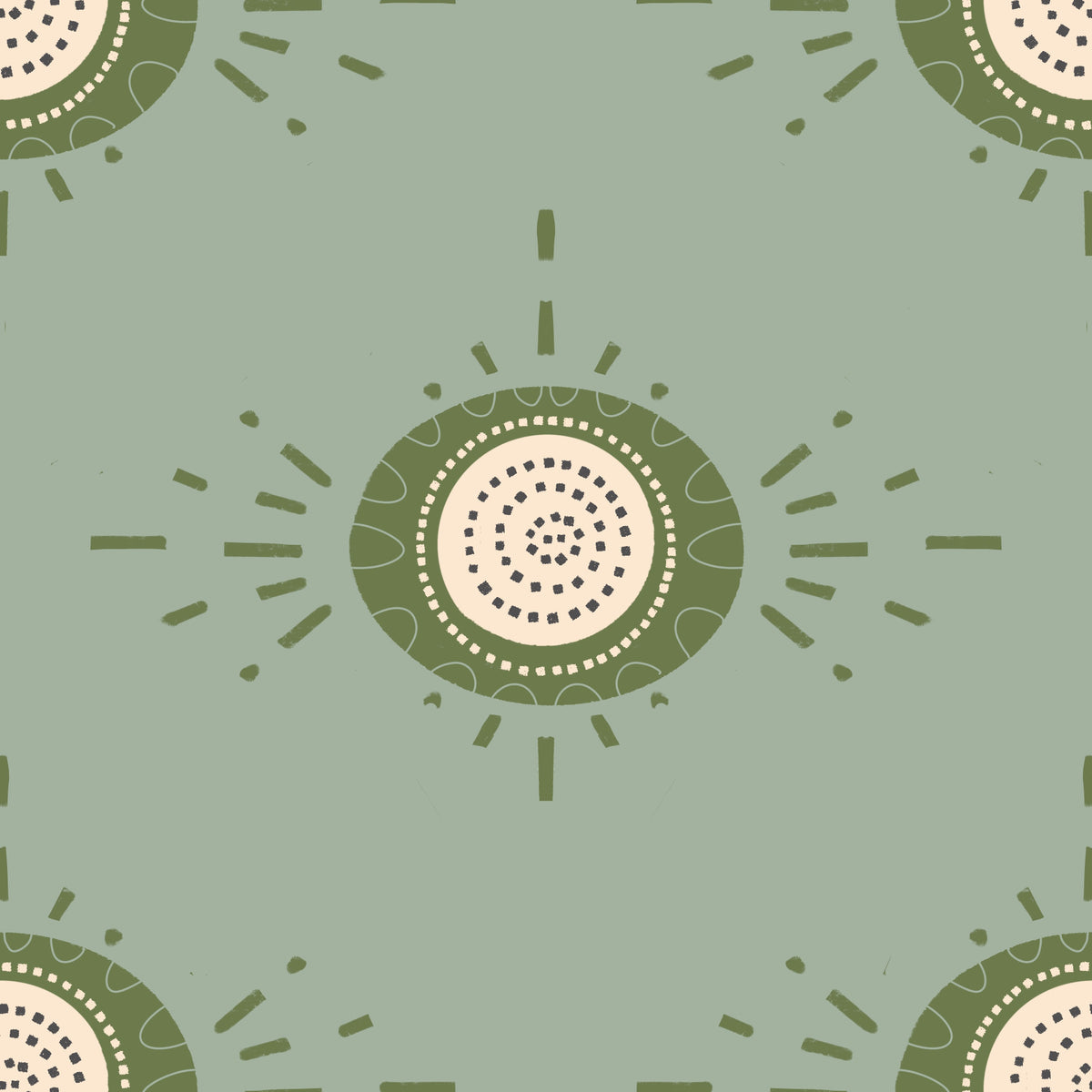 Bloom Light Sage Olive Scandinavian Mid Mod Floral Wallpaper⁠ in your room — zoomed