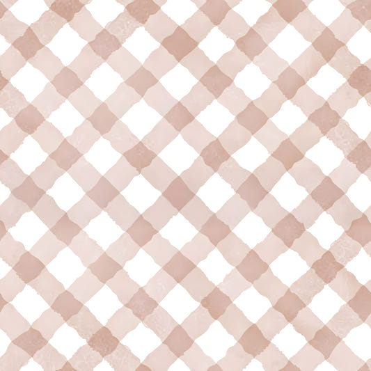 Hand Painted Pink Festive Gingham Wallpaper⁠