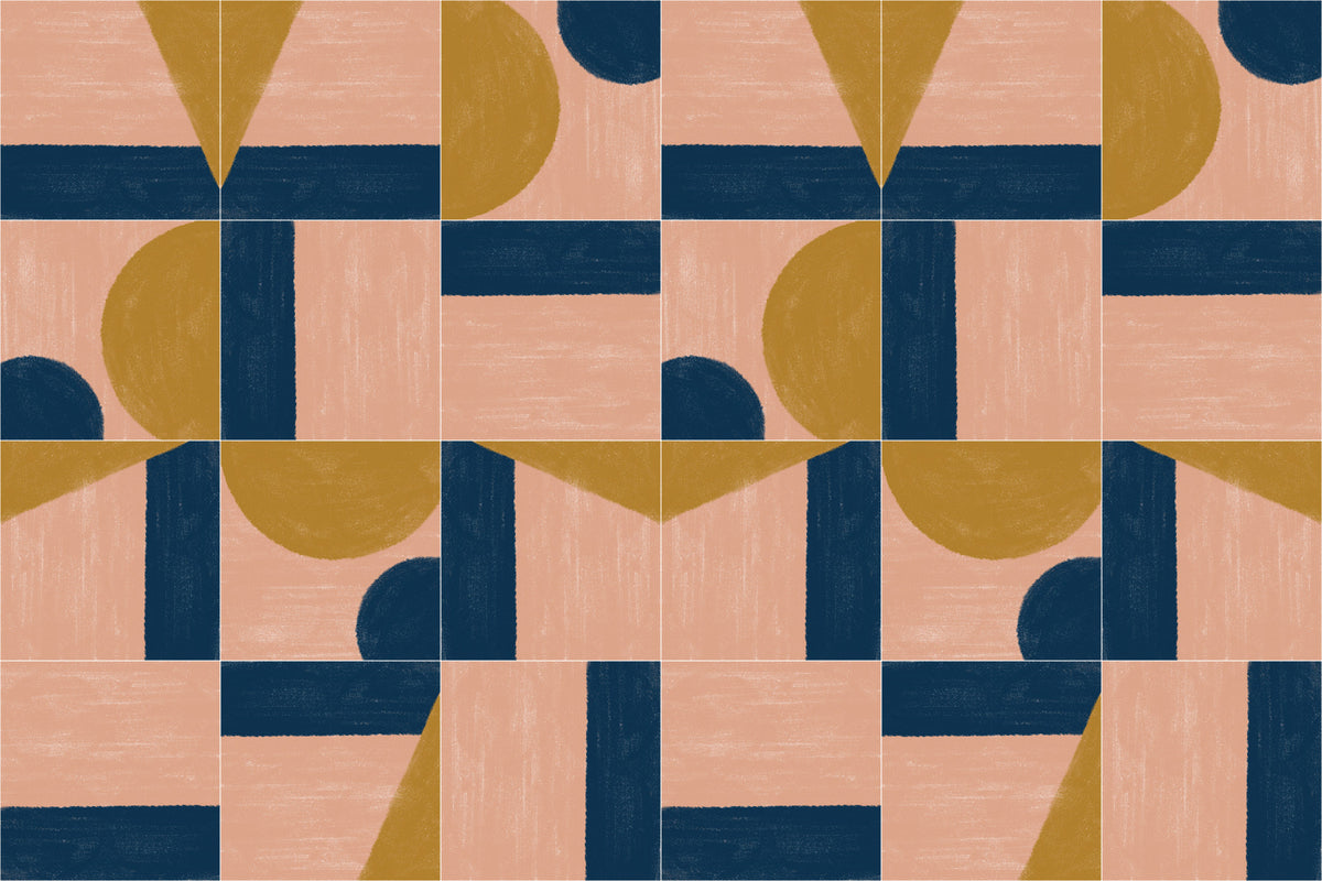 Painted Wall Tiles One Wall Mural in your room — zoomed