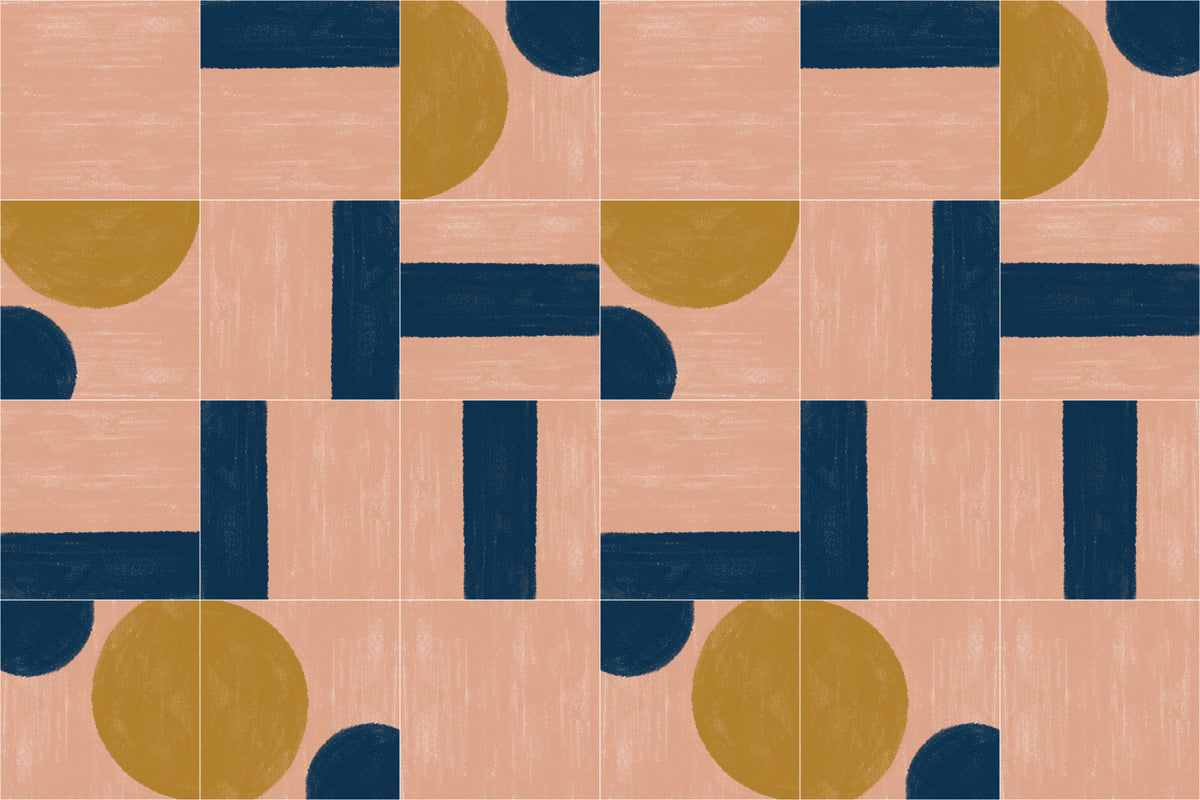 Painted Wall Tiles Two Wall Mural in your room — zoomed