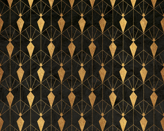 Black Art Deco Night Wall Mural