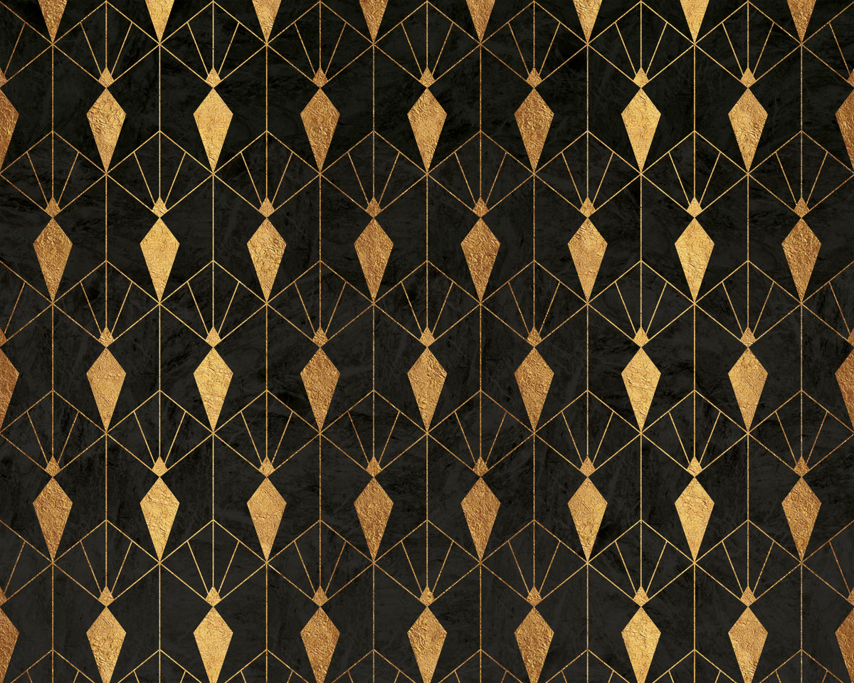 Black Art Deco Night Wall Mural in your room — zoomed