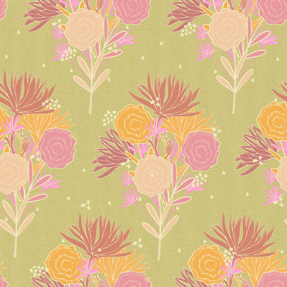 Vintage Flora Canvas Wallpaper⁠ in your room — zoomed