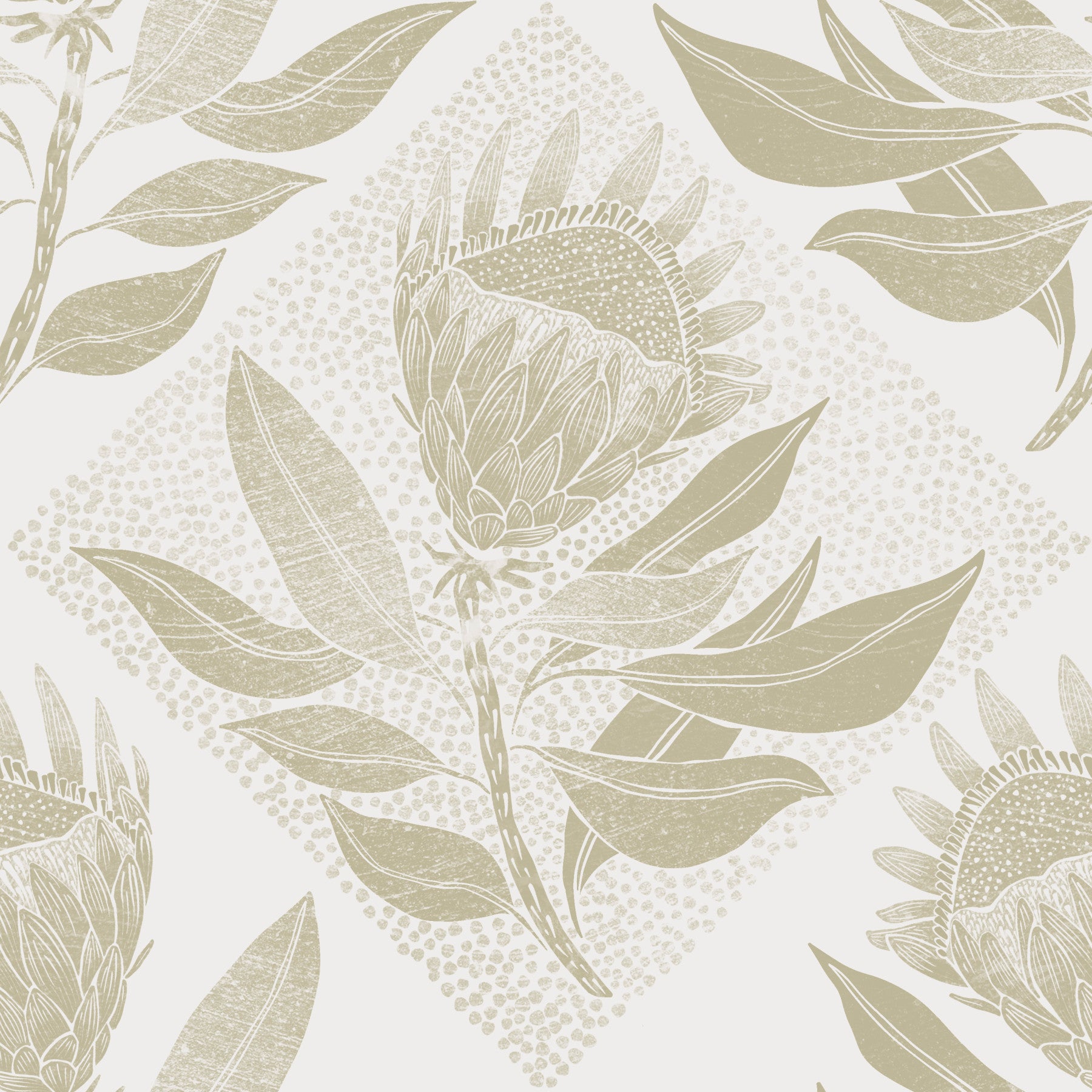 Protea Stamp Sage Wallpaper⁠
