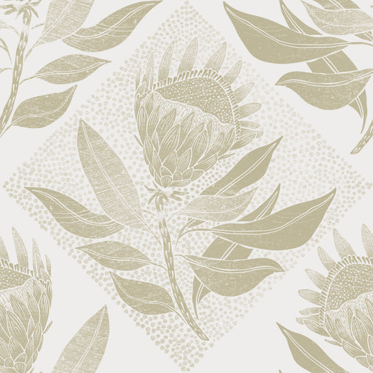 Protea Stamp Sage Wallpaper⁠