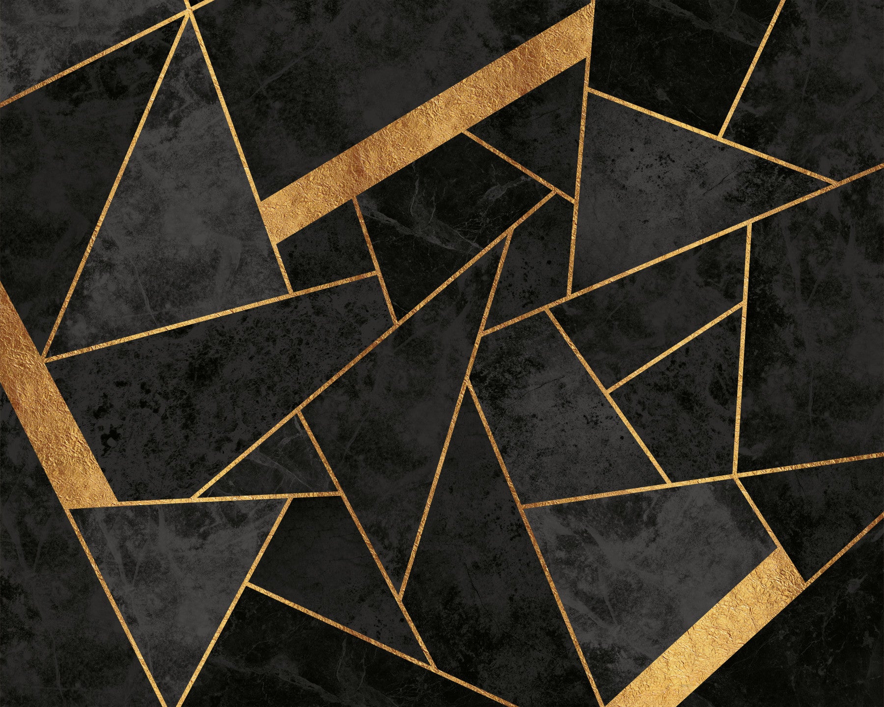 Dark Charcoal and Soft Gold Mosaic Wall Mural