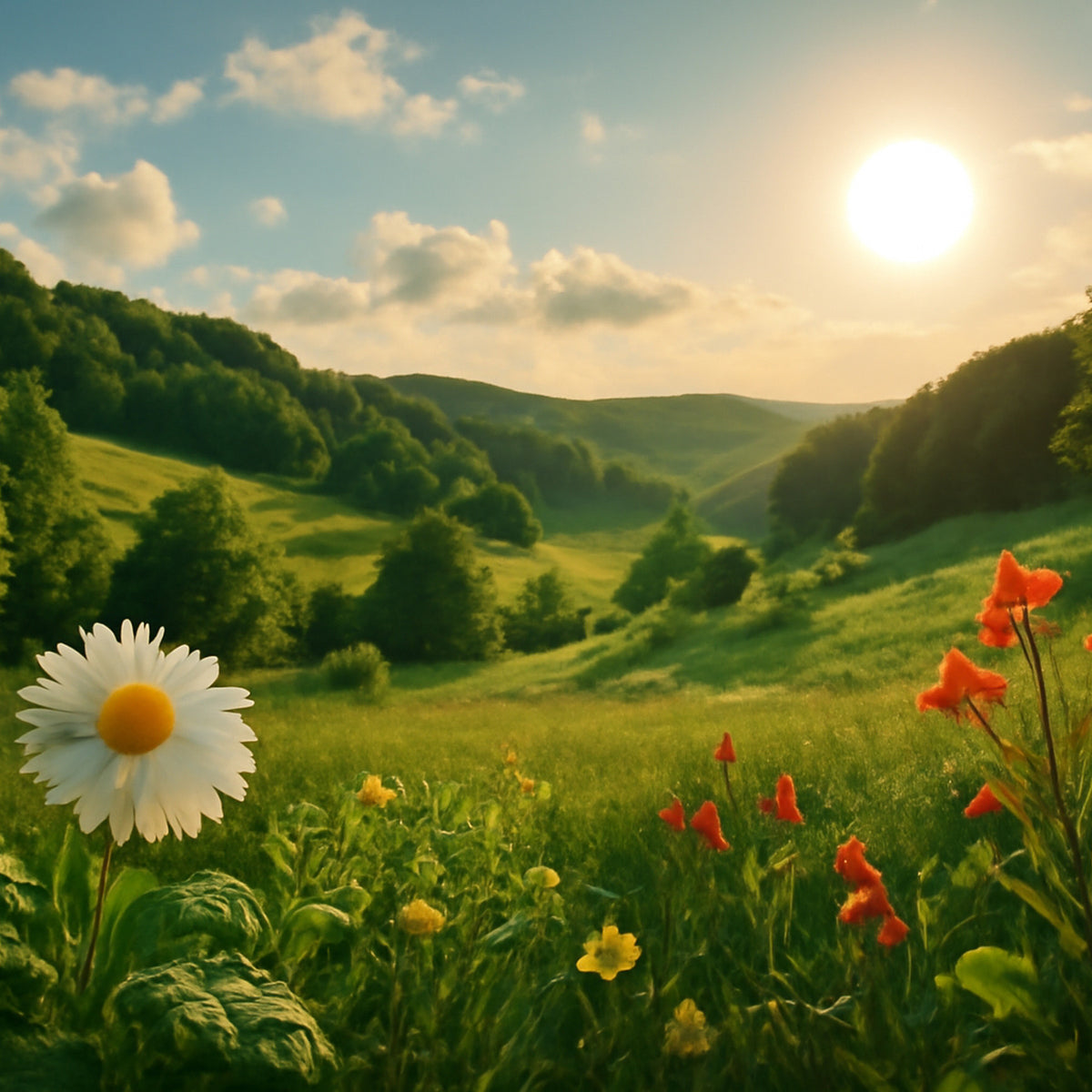 Golden Hour Bloom Wall Mural in your room — zoomed