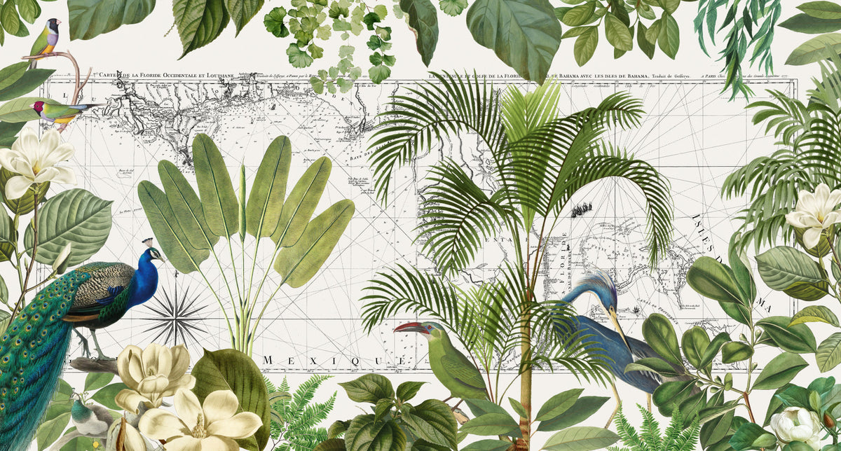Vintage Caribbean Tropical Journey Wall Mural