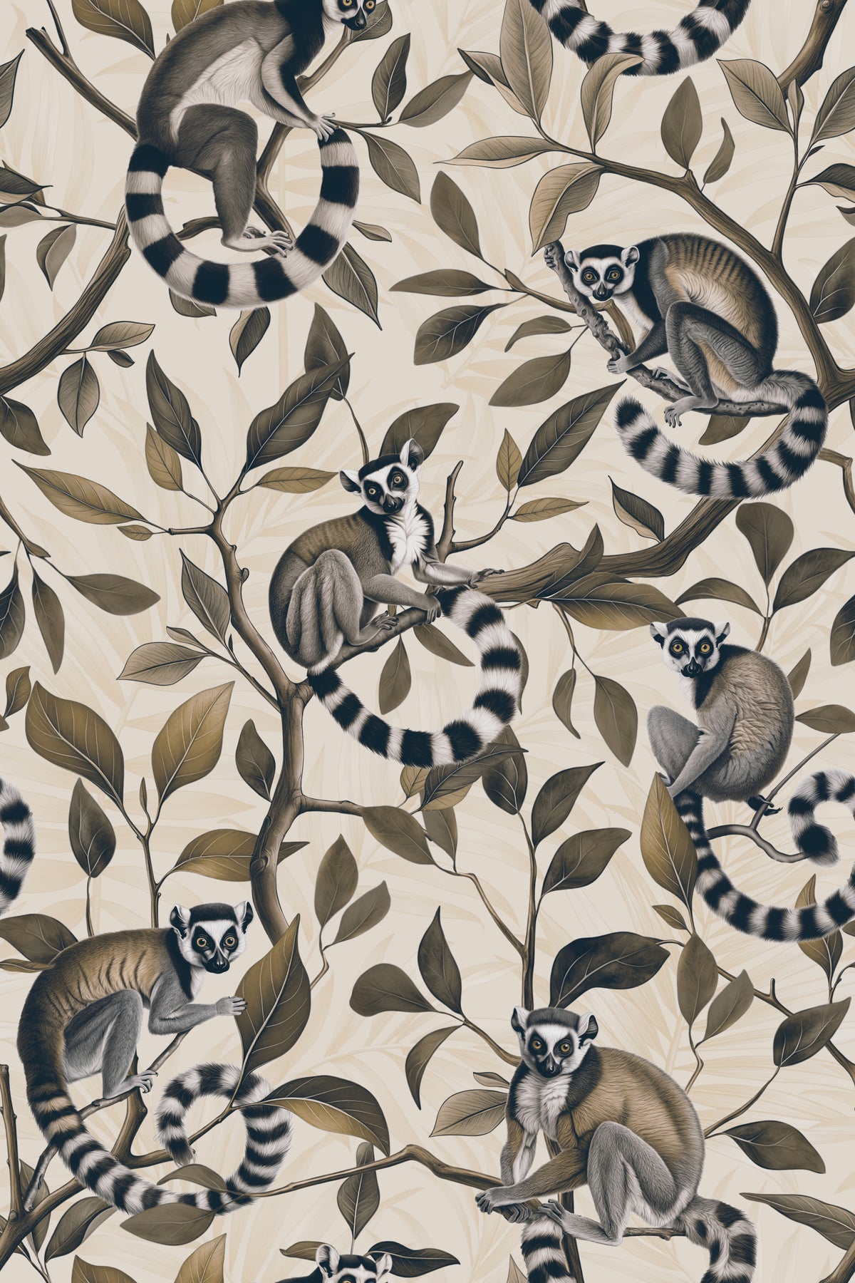 Lush Tropical Lemur Monkey Paradise  Wallpaper⁠ in your room — zoomed