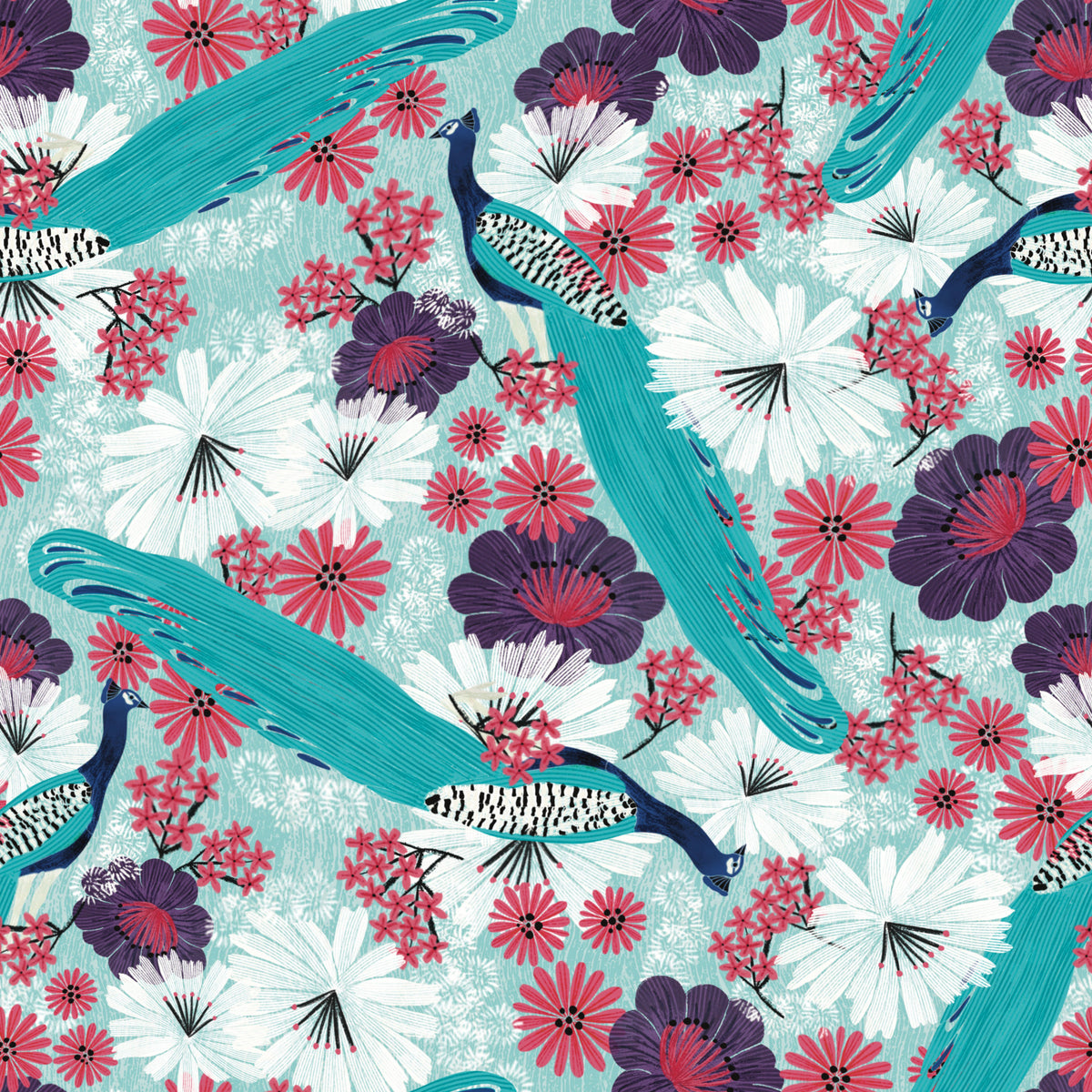 Peacock Promenade - Blue Wallpaper⁠ in your room — zoomed