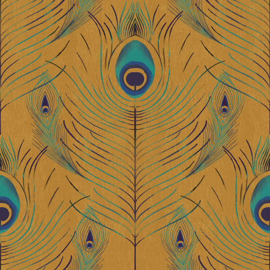 Regal Peacock Feather - Gold Wallpaper⁠