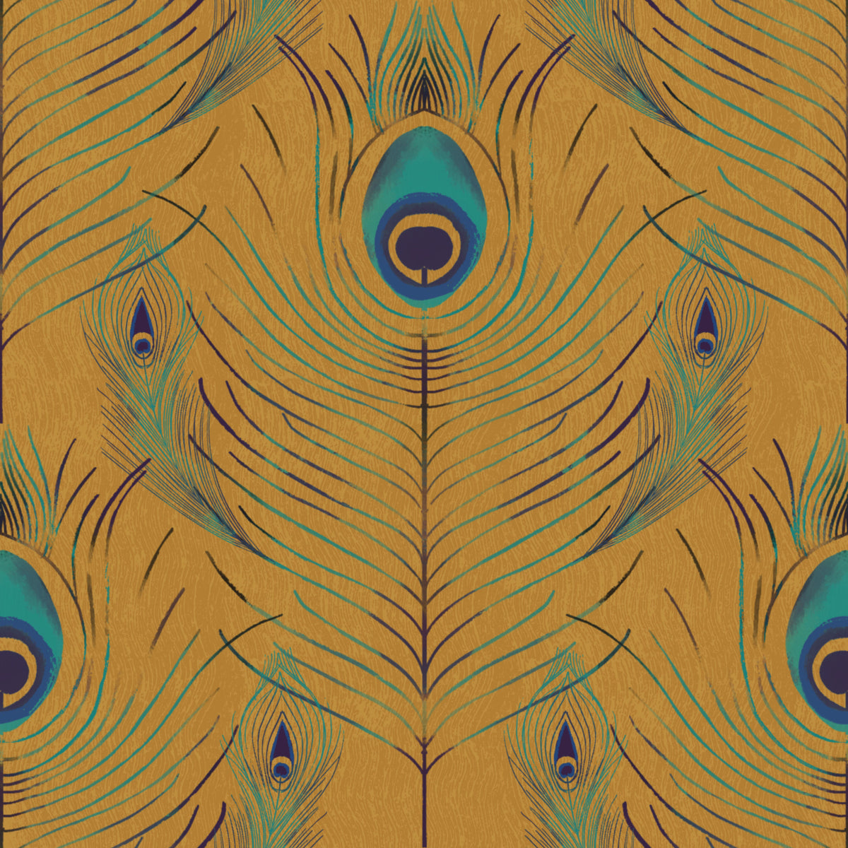 Regal Peacock Feather - Gold Wallpaper⁠ in your room — zoomed