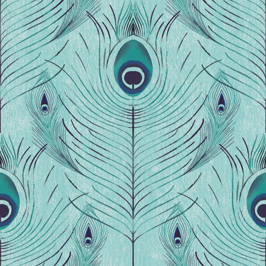 Regal Peacock Feather - Blue Wallpaper⁠