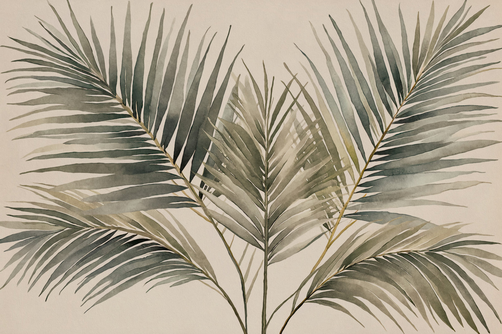 Emerald Palm Fronds Olive Green Teal Wall Mural