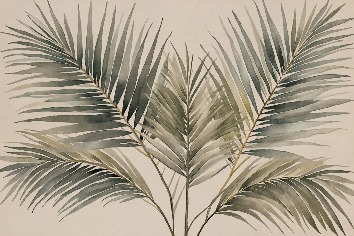 Emerald Palm Fronds Olive Green Teal Wall Mural