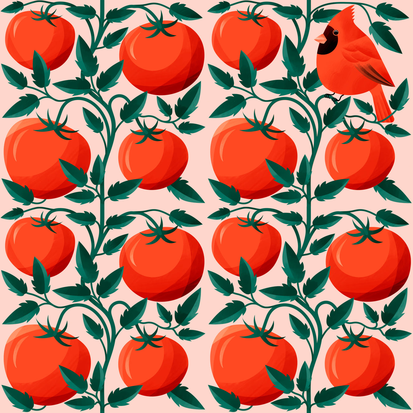 Tomatoes and a Cardinal Bird Wallpaper⁠