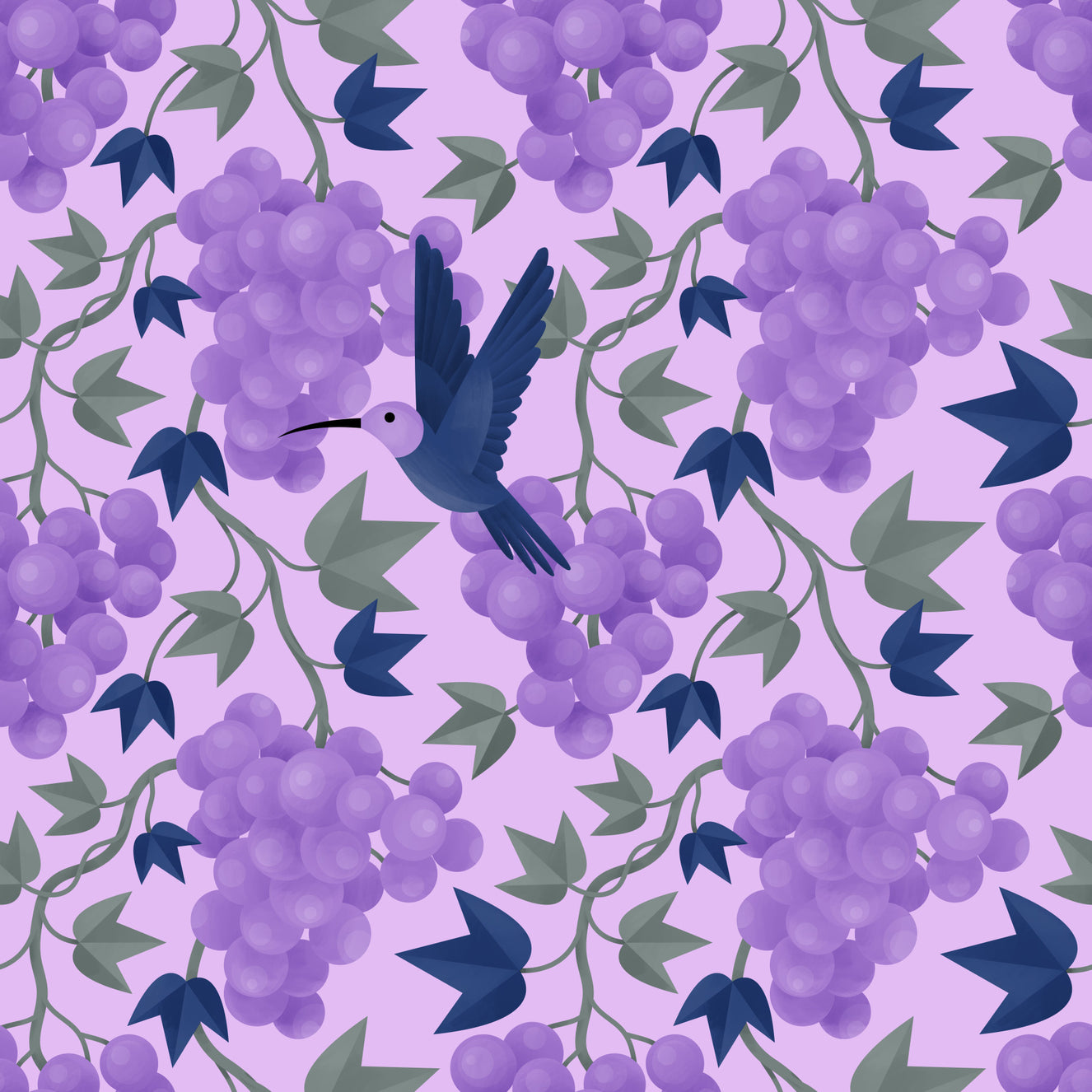Hummingbird in Grapes Wallpaper⁠