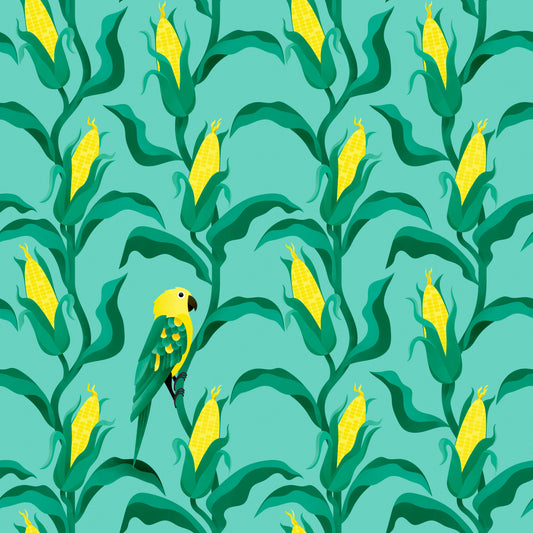 Green Parrot Hiding in Corn Wallpaper⁠