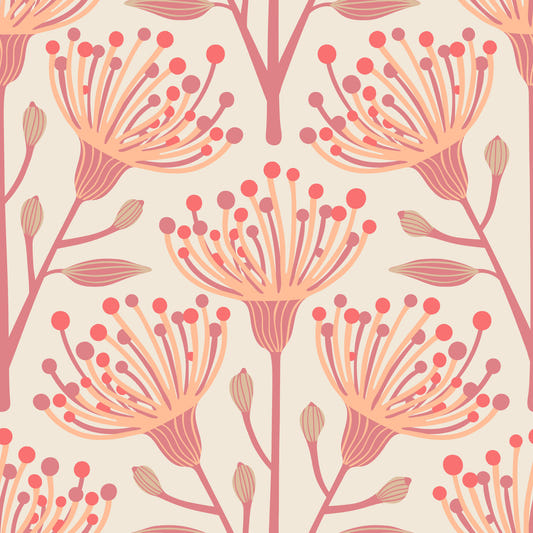 Eucalyptus Floral Botanical Light Peach Fuzz Orange Cream Wallpaper⁠
