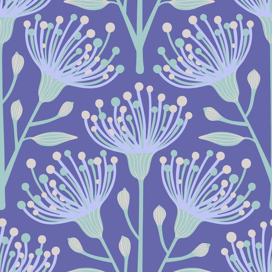 Eucalyptus Floral Botanical Periwinkle Purple Lavender Wallpaper⁠