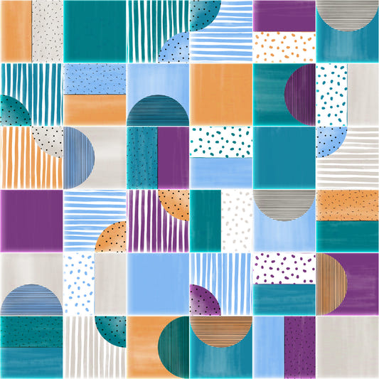 Painted Modern Tiles Summer Party Wallpaper⁠
