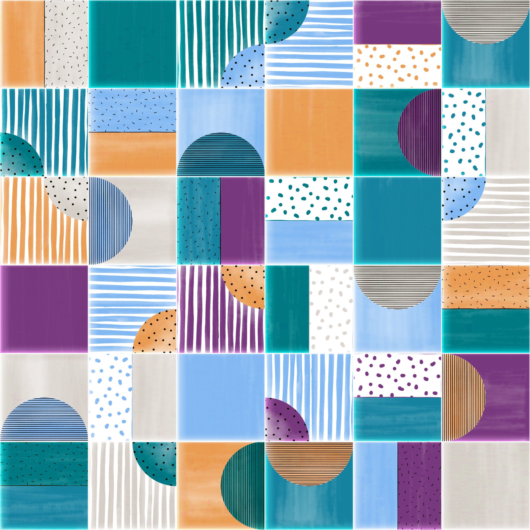 Painted Modern Tiles Summer Party Wallpaper⁠