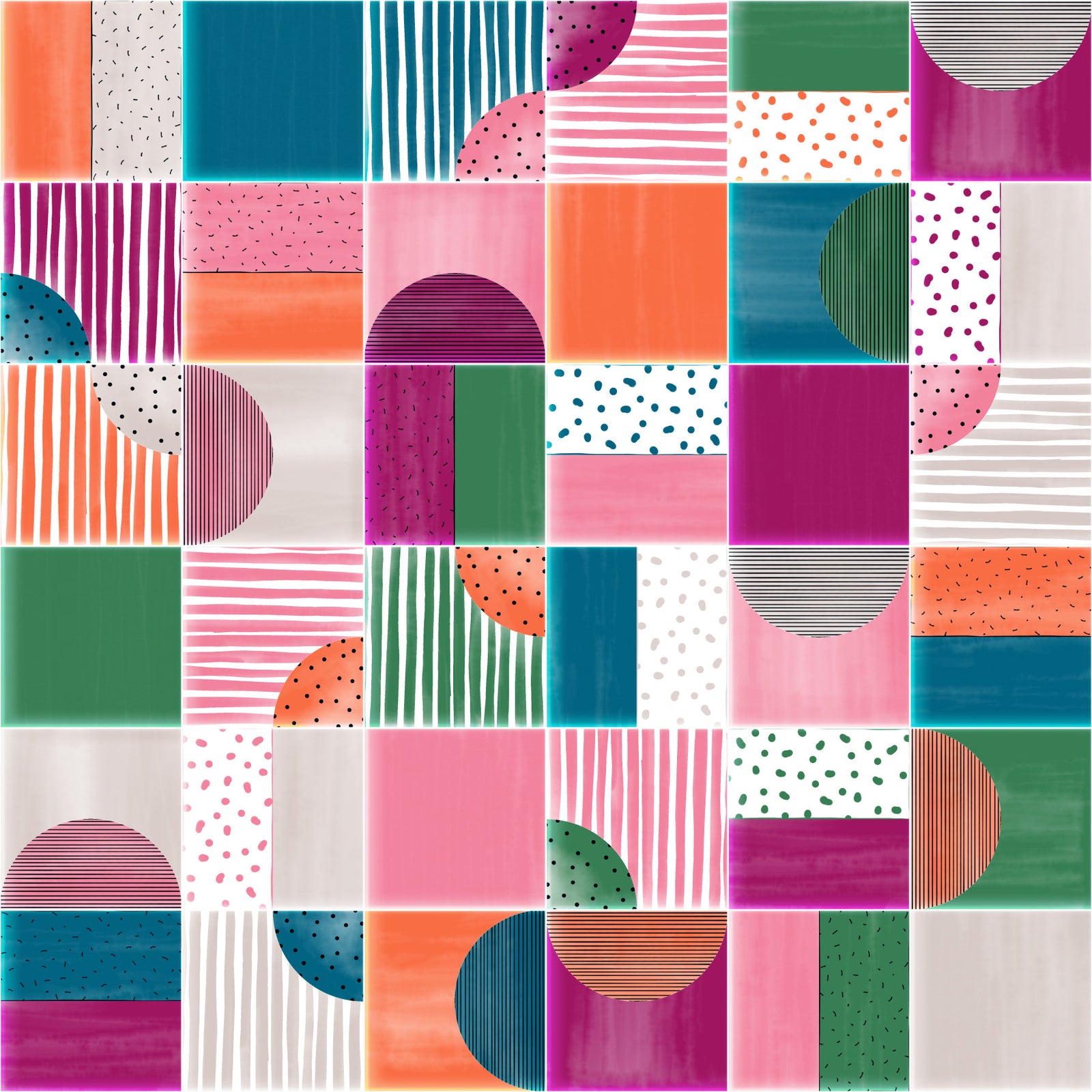 Painted Modern Tiles Kid Party Wallpaper⁠