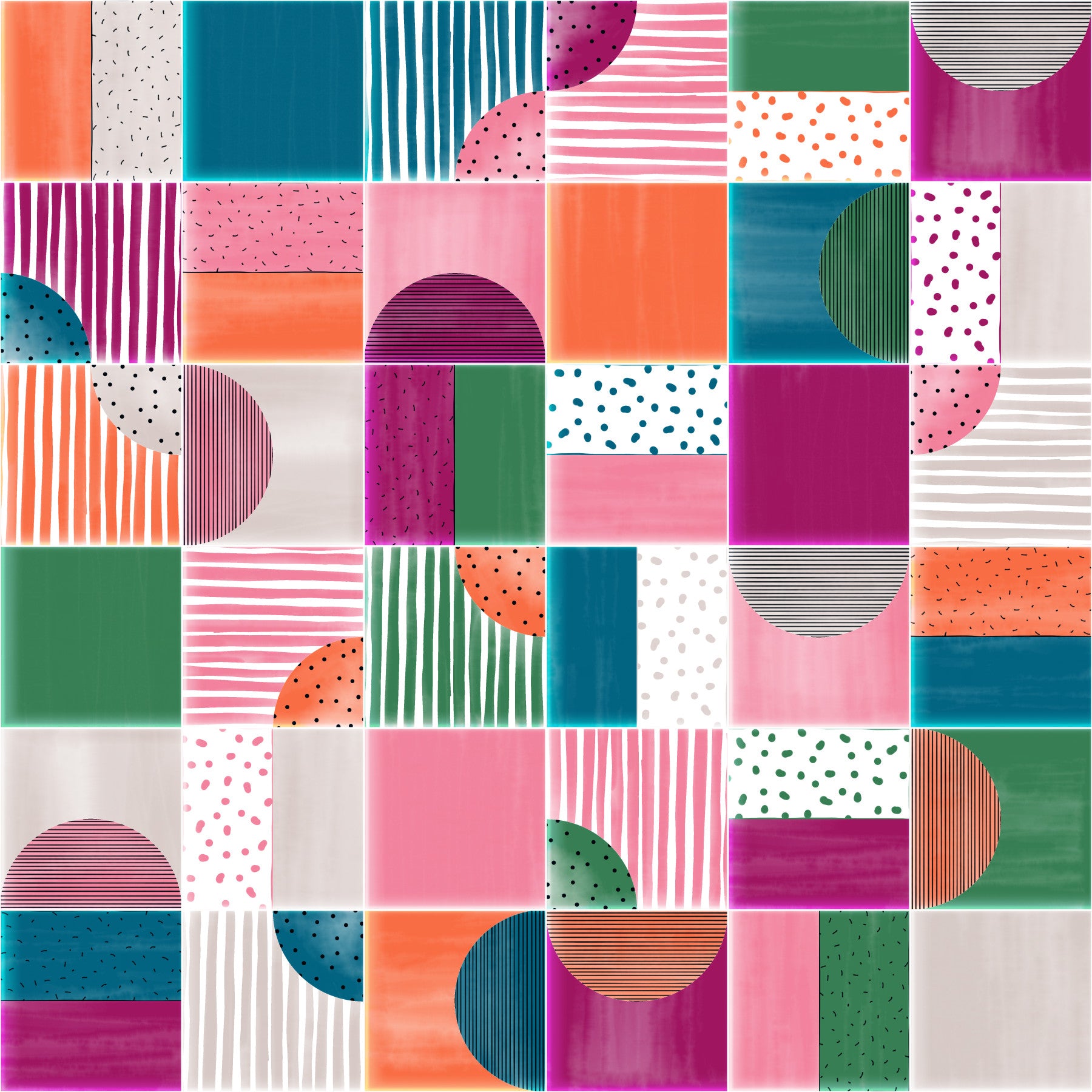 Painted Modern Tiles Kid Party Wallpaper⁠ in your room — zoomed