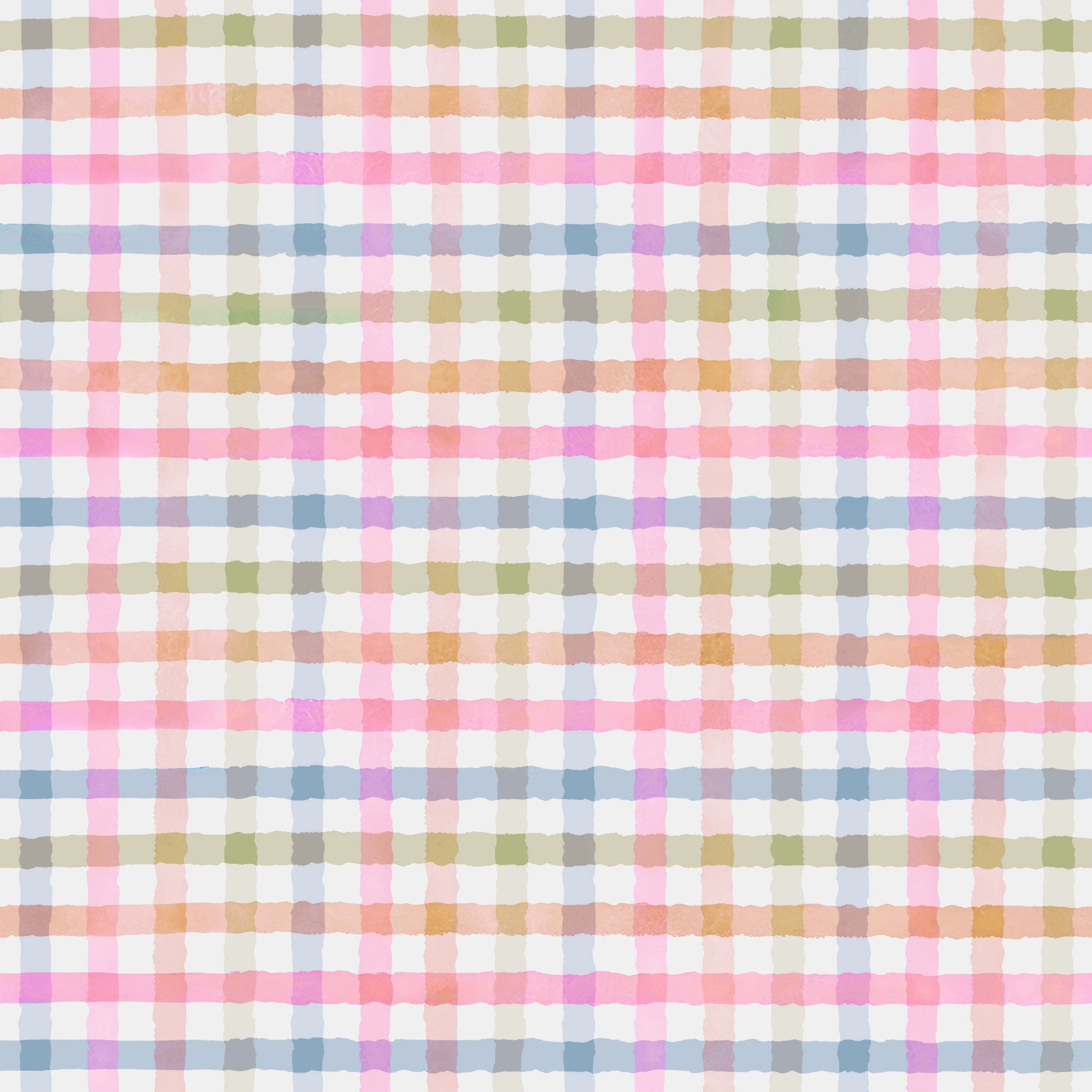Soft Hand-Painted Pastel Gingham Plaid Checkered Wallpaper⁠