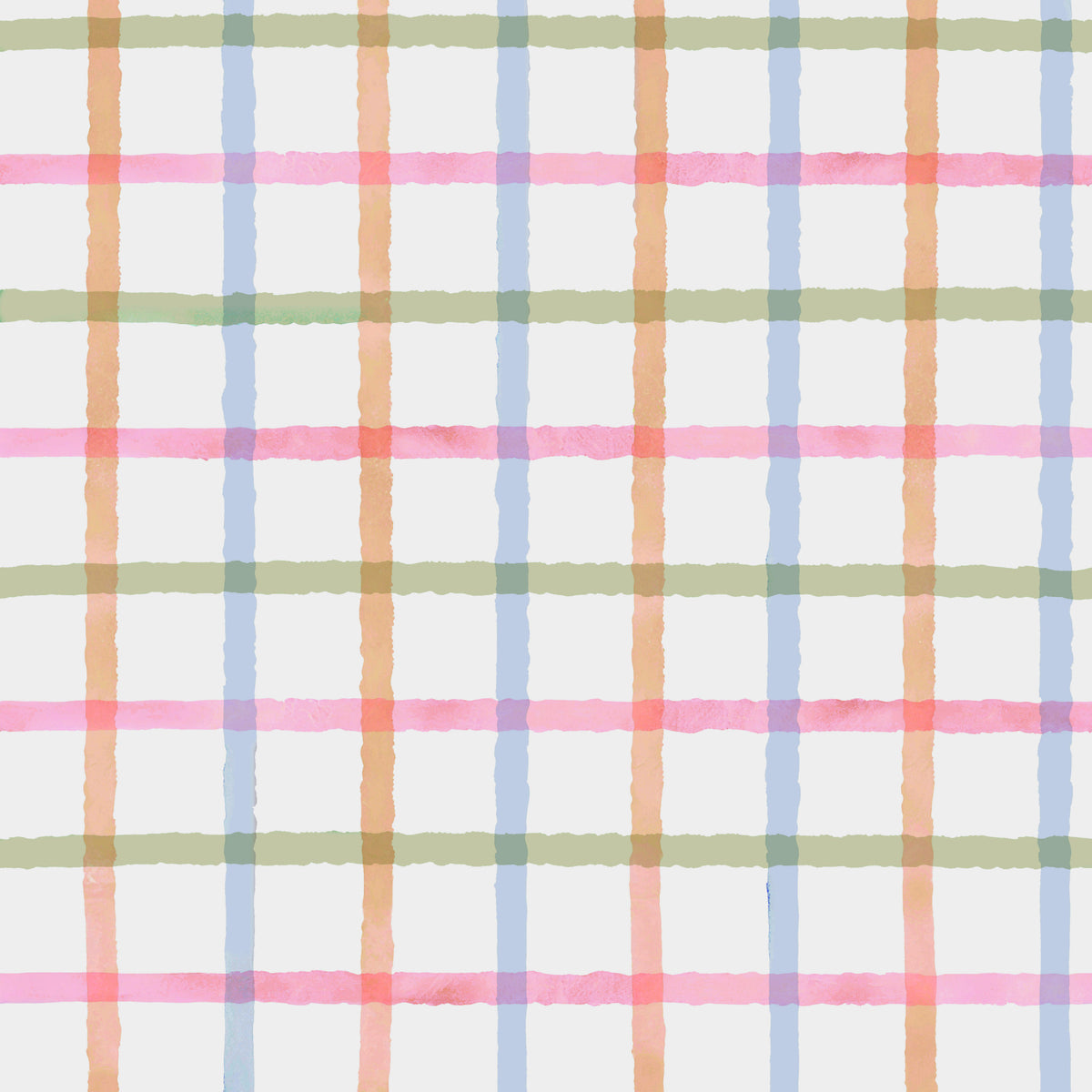 Hand-Painted Watercolor Rainbow Plaid Wallpaper⁠