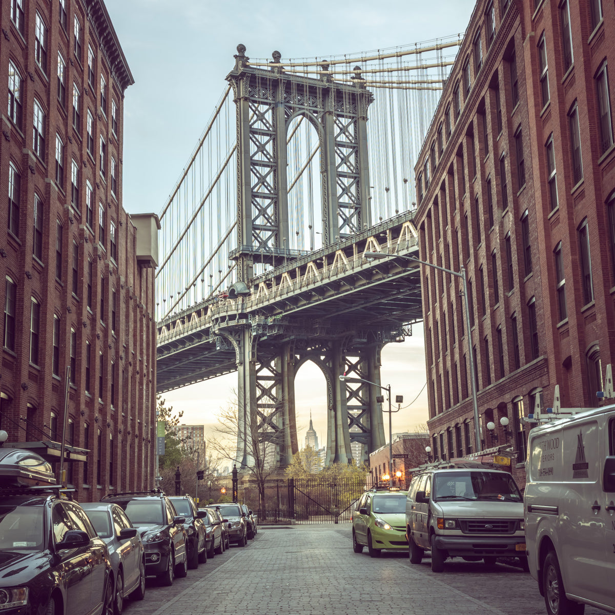 Manhattan Bridge From the Dumbo Street Wall Mural in your room — zoomed