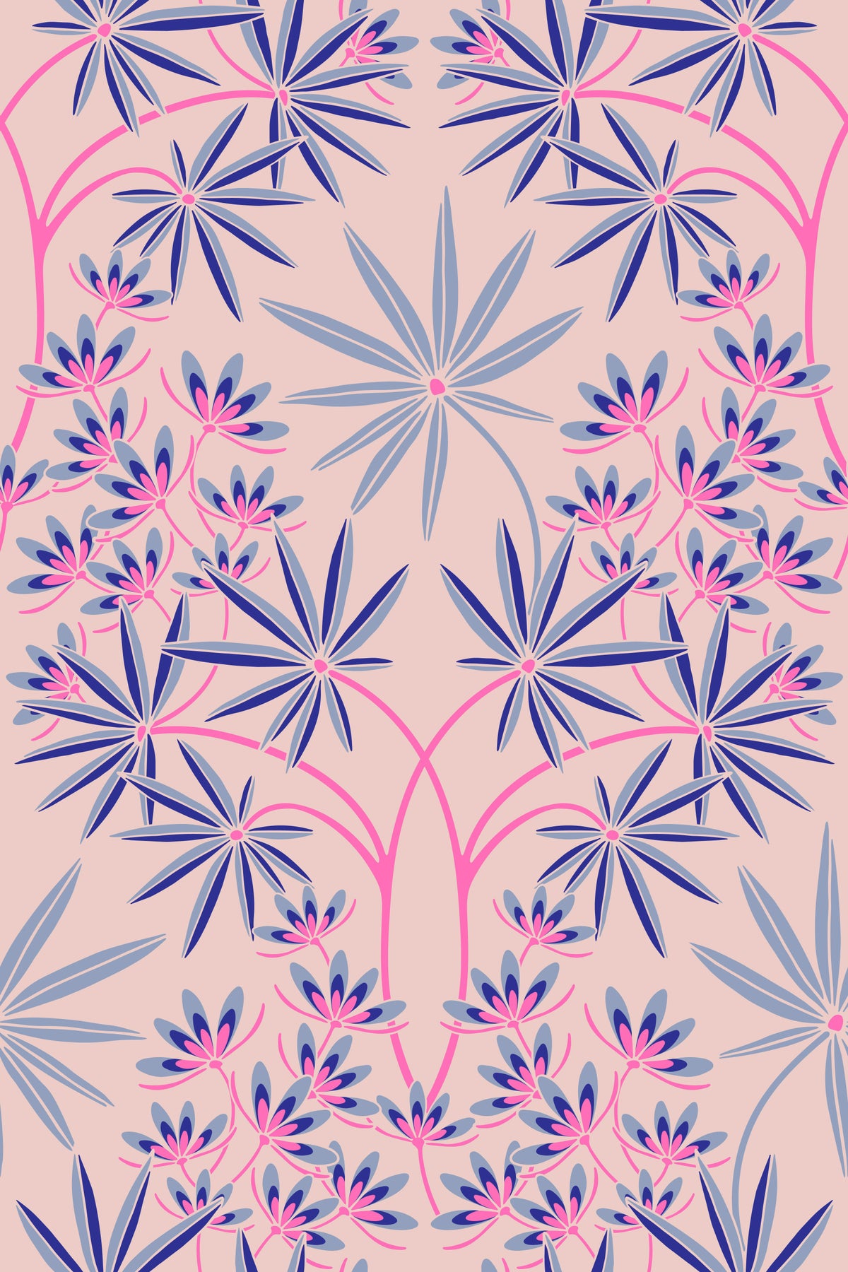 Glamour Floral Damask Fresh Lavender Purple Light Pink Wallpaper⁠
