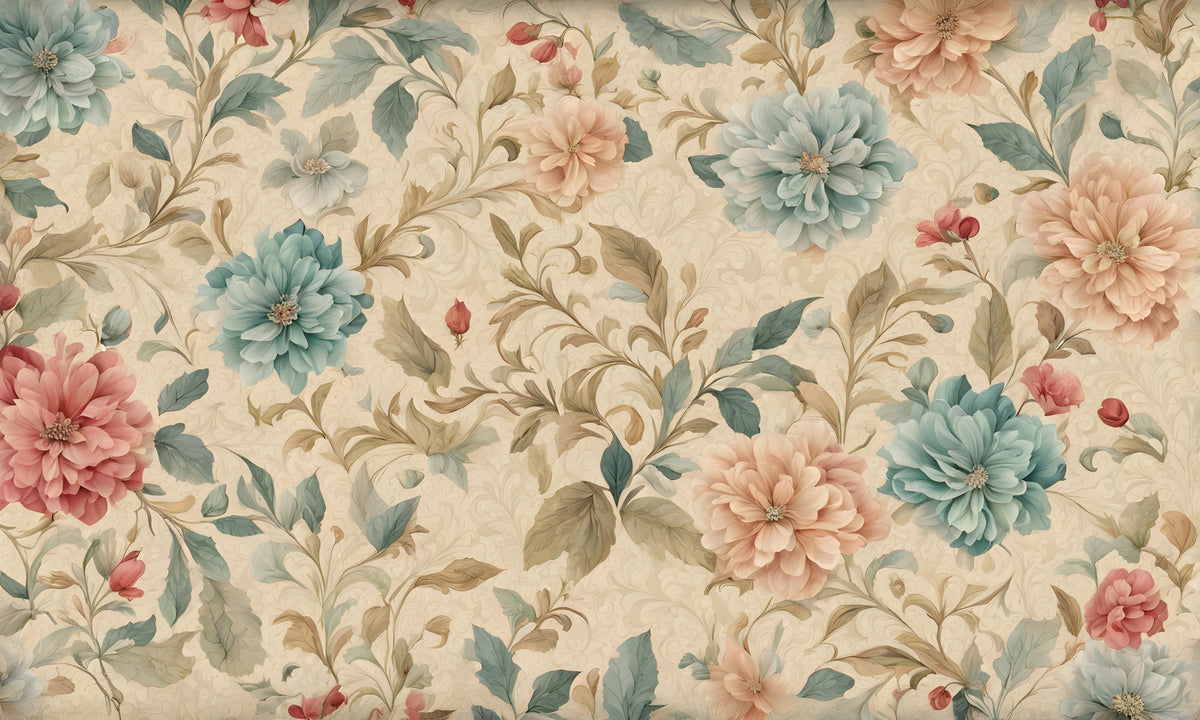 Vintage Flora Wall Mural in your room — zoomed