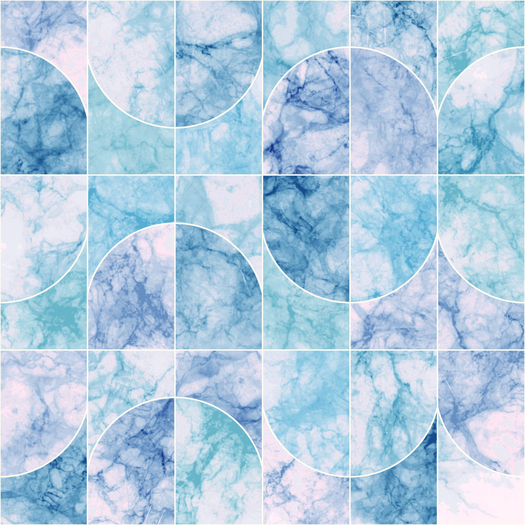 Marbled Geo Tiles Bluish Wallpaper⁠