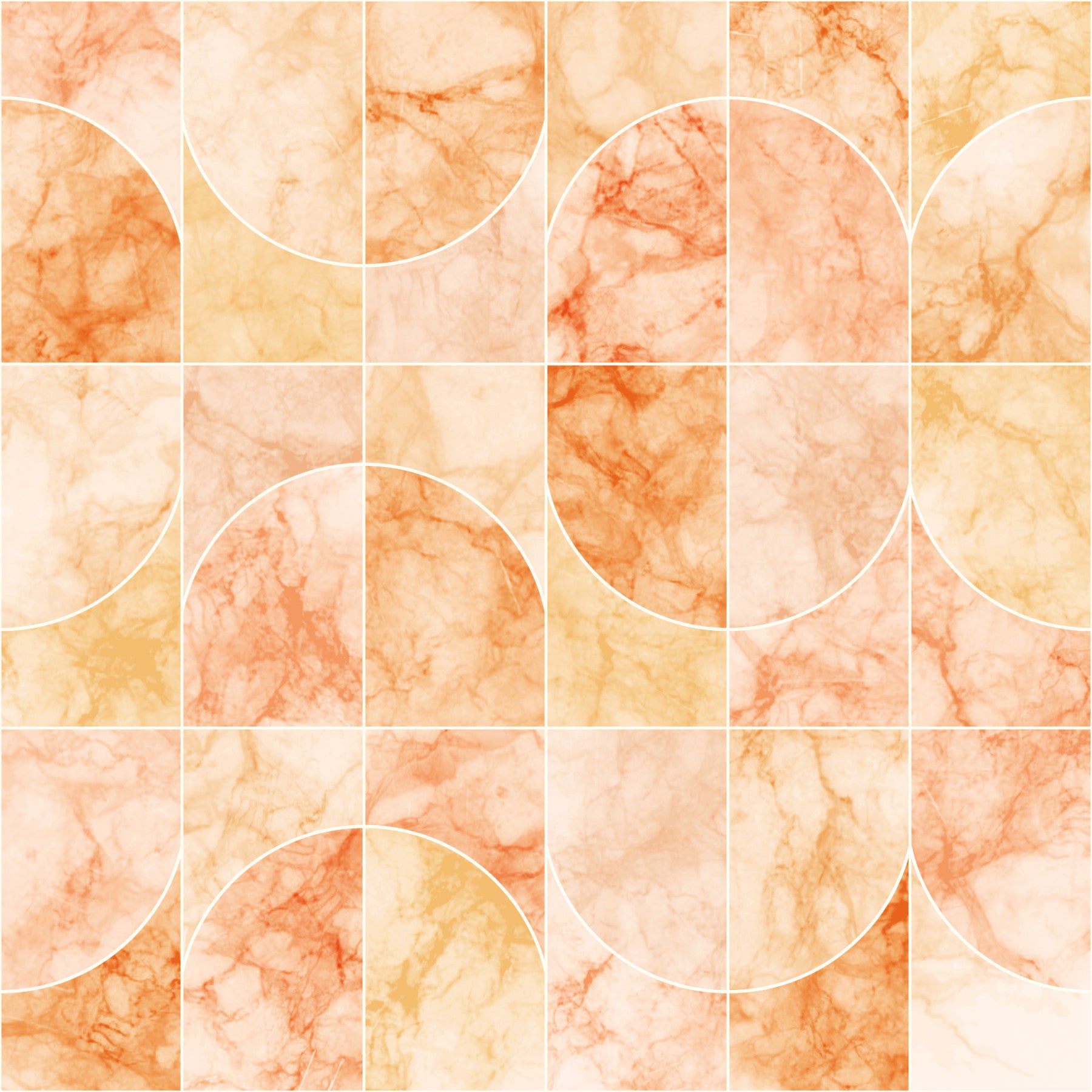 Marbled Geo Tiles Orangish Wallpaper⁠