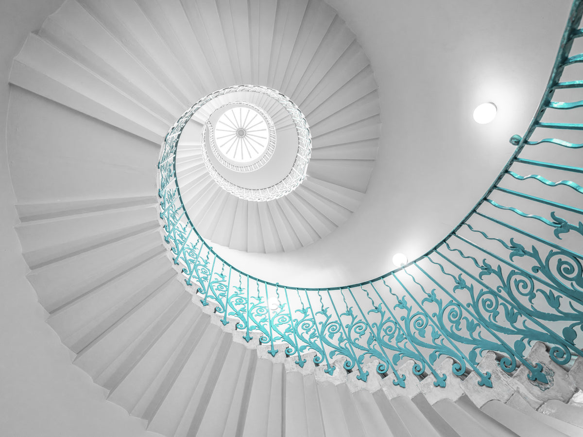 Teal Staircase Symphony Wall Mural in your room — zoomed