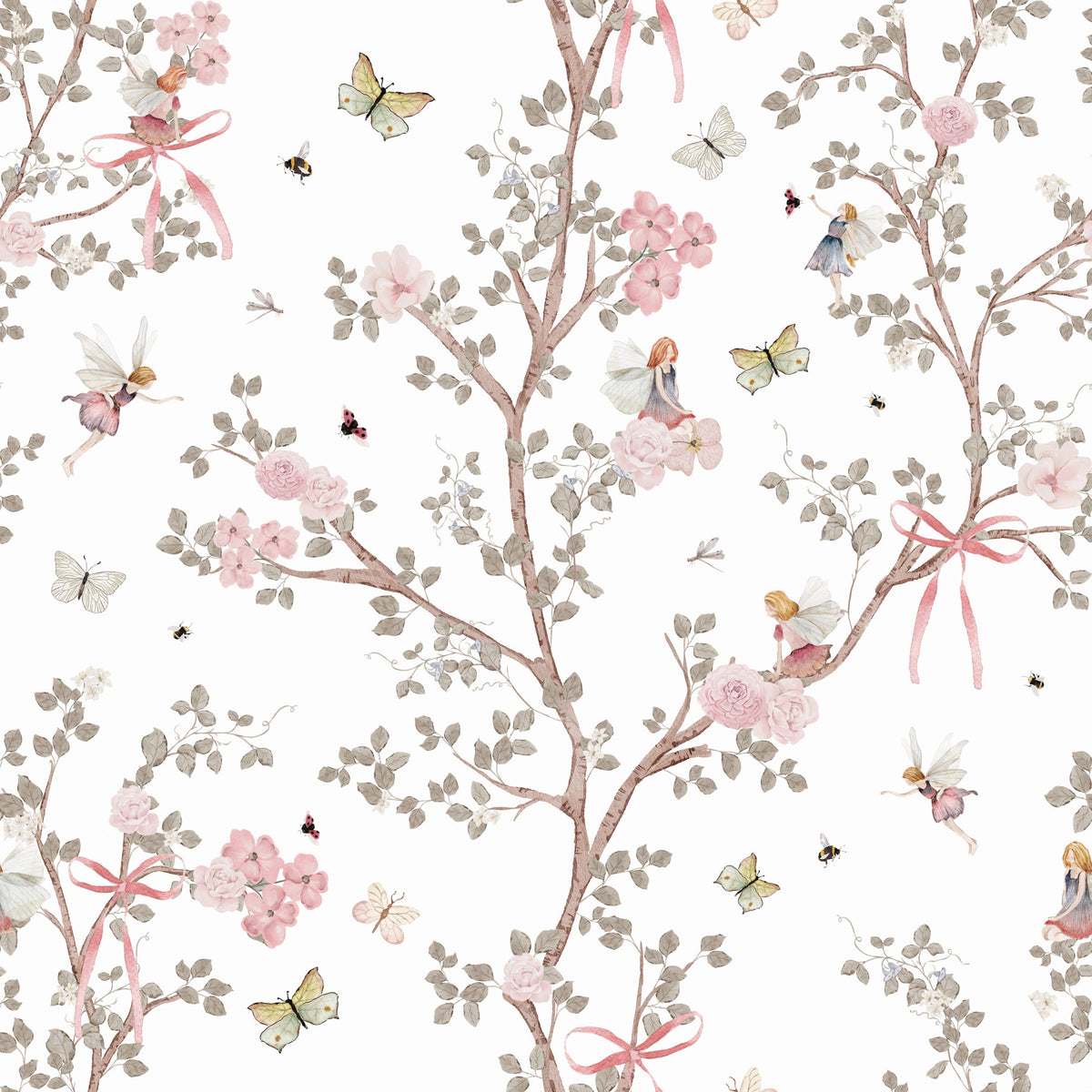 Enchanted Fairies Chinoiserie Garden Wallpaper⁠